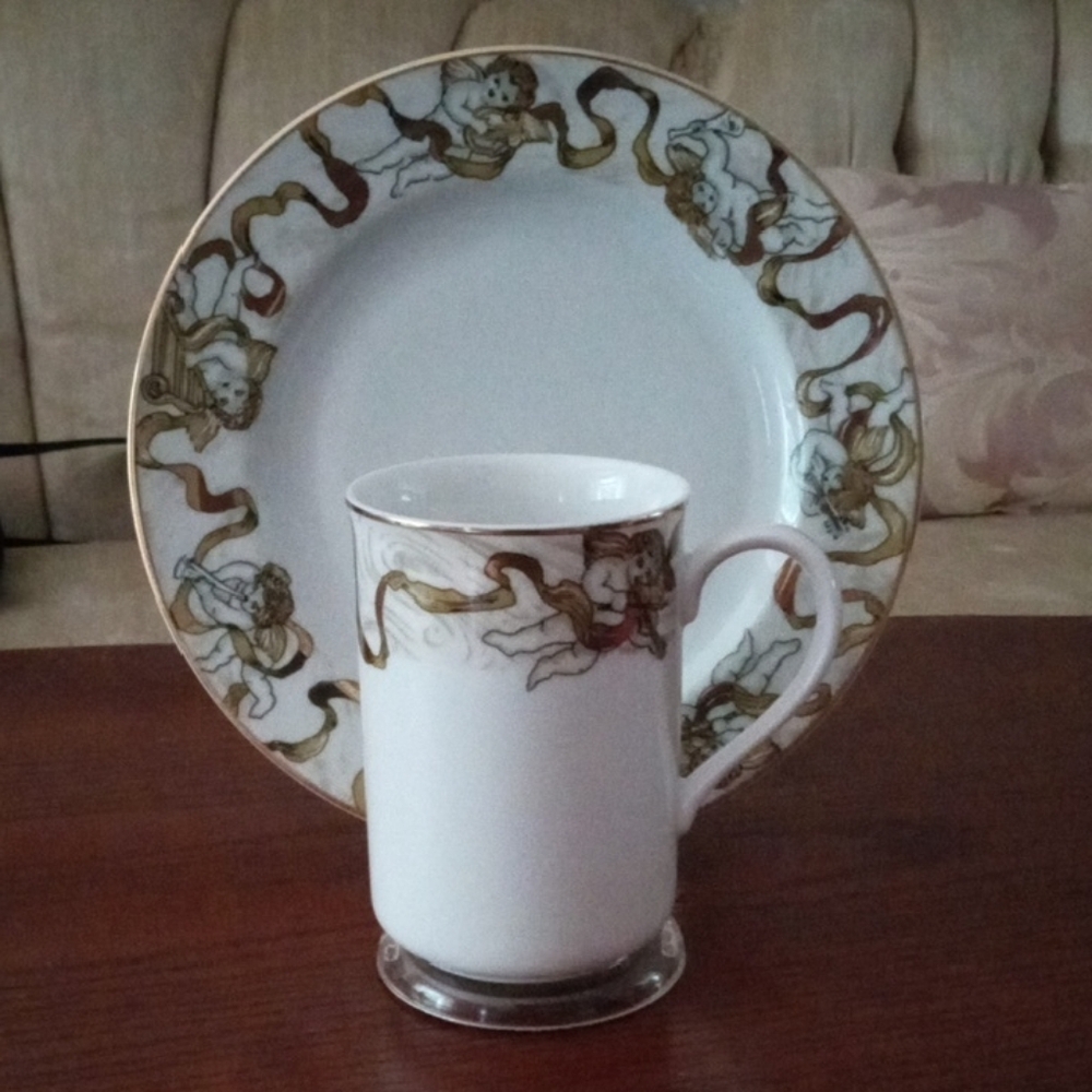50 The Anniversary American Atelier White and Gold Cup And Saucer Set